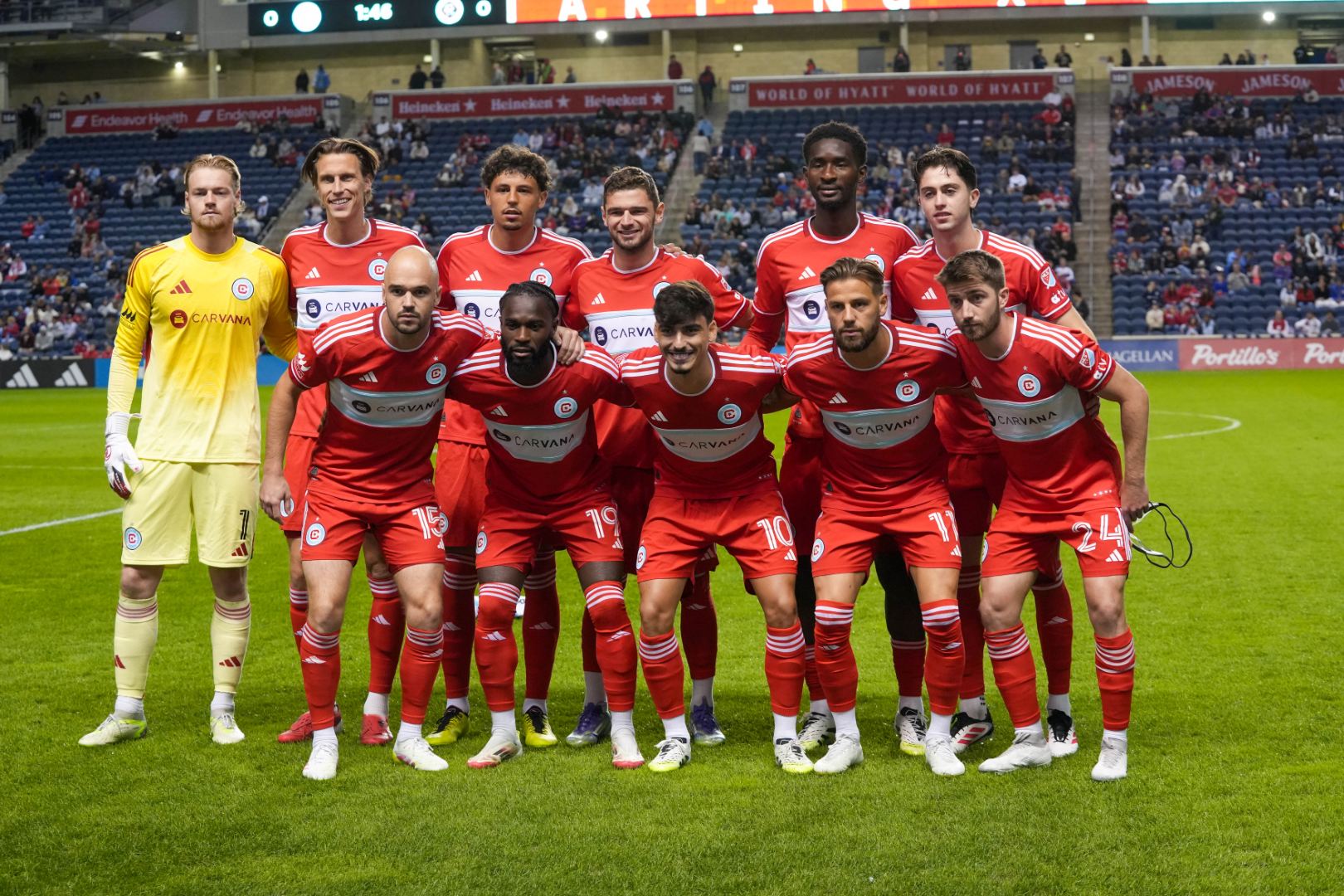 Chicago Fire FC Starting XI photograph ahead of game against the New England Revolution at SeatGeek stadium in Bridgeview, IL on September 6, 2025.