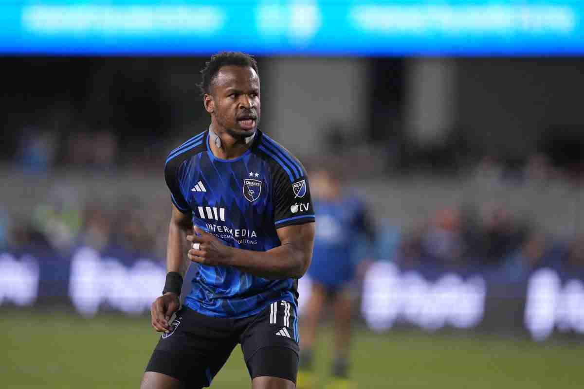 May 25, 2024; San Jose, California, USA; San Jose Earthquakes forward Jeremy Ebobisse (11) moves on the pitch in the second half against the Austin FC at PayPal Park.
