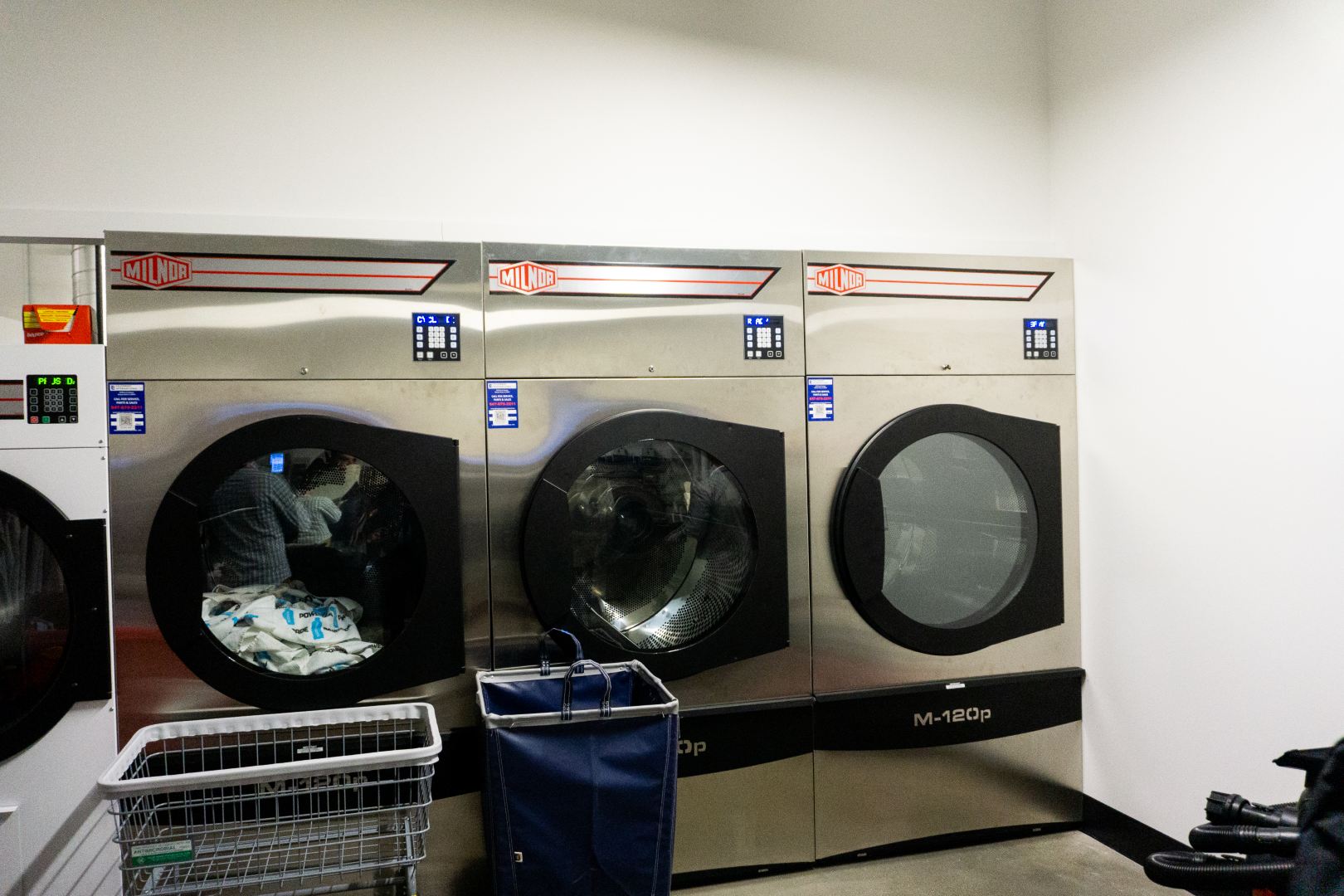 Laundry machines in the equipment room of the Endeavor Health Performance Center on March 3, 2025