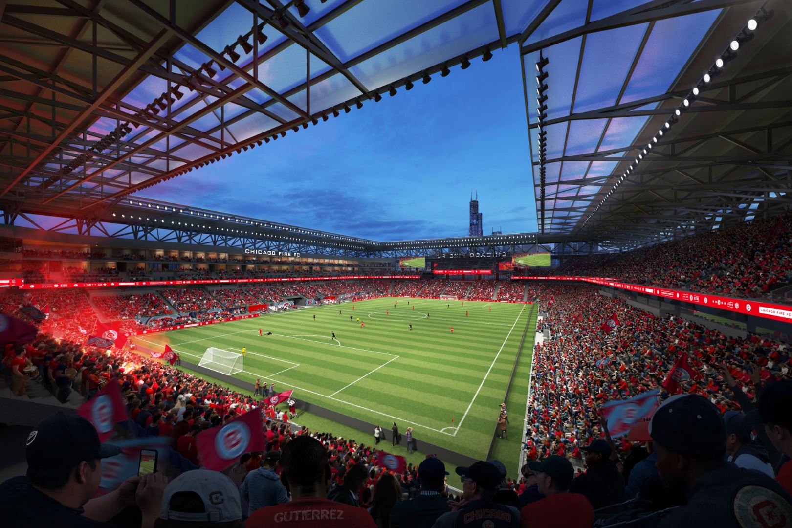 Interior shot of the Chicago Fire's planned new stadium opening in 2028.