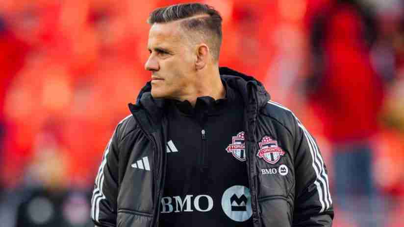 Close up shot of Toronto FC Head Coach John Herdman