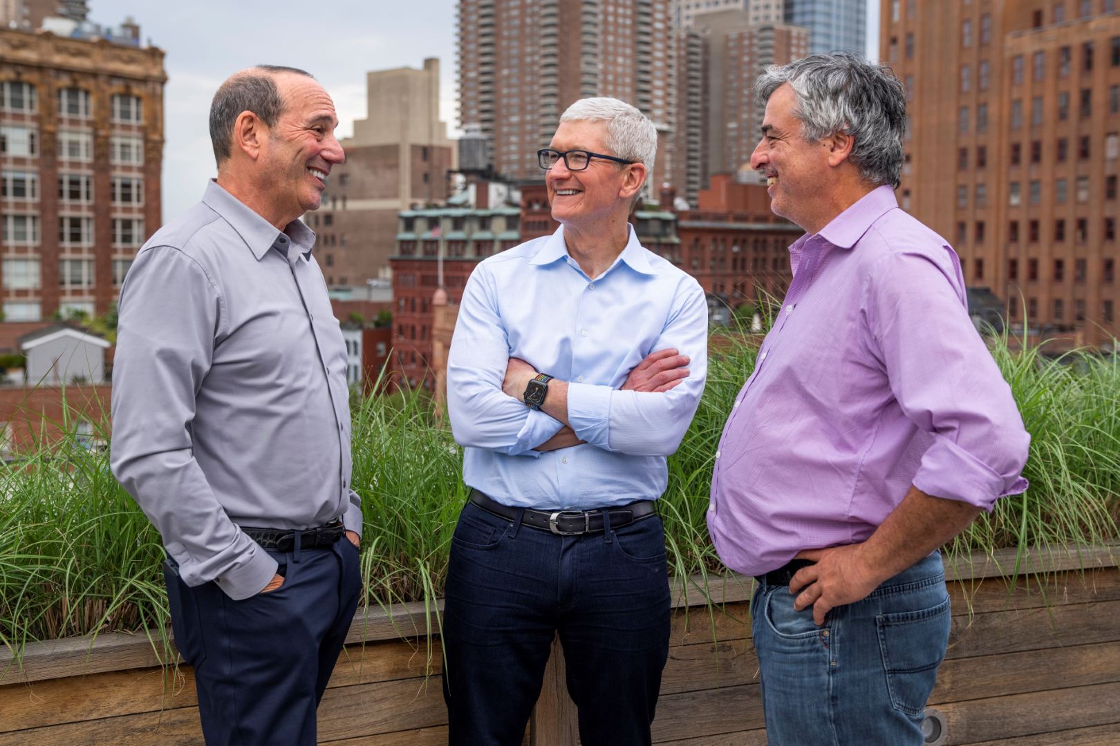Don Garber, Tim Cook and Eddie Cue