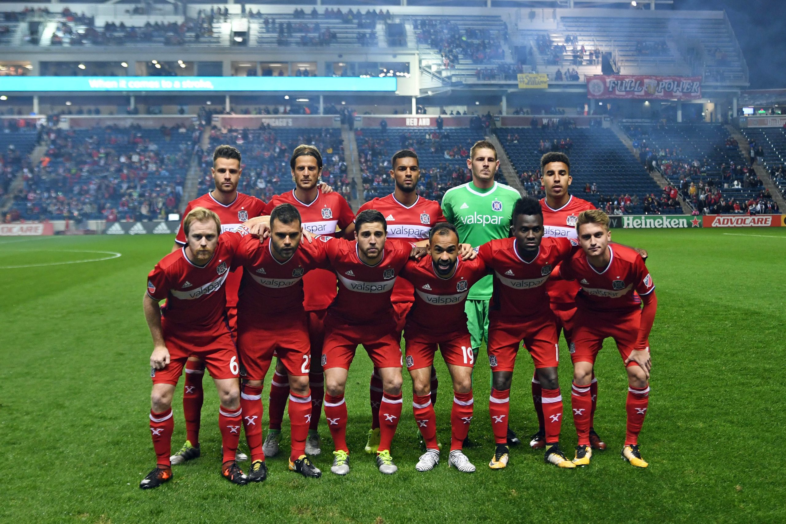 Oct 25, 2017; Chicago, IL, USA; The Chicago Fire pose for a photo prior to the first half of an Eastern Conference knockout round soccer game against the New York Red Bulls at Toyota Park. Mandatory Credit: Patrick Gorski-USA TODAY Sports