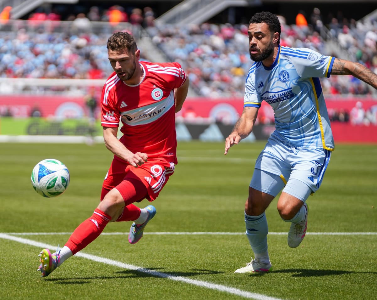 Hugo Cuypers plays the ball against Atlanta United on May 10, 2025