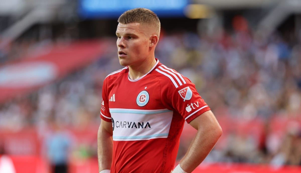 May 18, 2024; Chicago, Illinois, USA; Chicago Fire FC forward Chris Mueller (8) during the first half against the Columbus Cr
