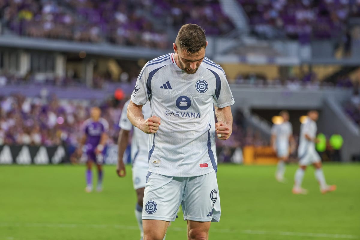 May 31, 2025; Orlando, Florida, USA; Chicago Fire forward Hugo Cuypers (9) reacts after scoring during the first half against