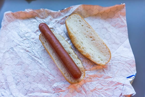 Gluten-free hot dog at Soldier Field, one of the few gluten-free options available at the vneue