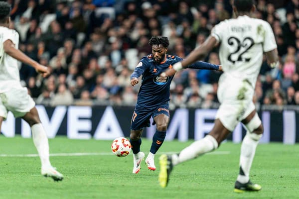 Jonathan Bamba then of Celta de Vigo, plays the ball during a soccer game