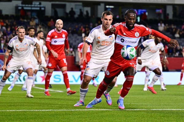 Jonathan Bamba plays the ball against FC Cincinnati on April 19, 2025