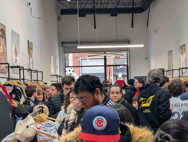 image of the crowd in Saturdays football for the new kit launch of the Chicago Fire Municipal Kit