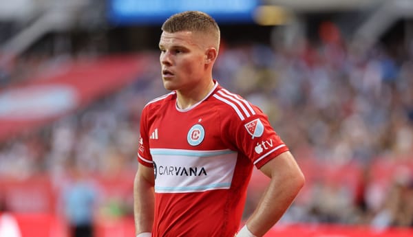 May 18, 2024; Chicago, Illinois, USA; Chicago Fire FC forward Chris Mueller (8) during the first half against the Columbus Cr