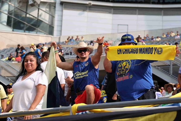 Aug 3, 2024; Chicago, Illinois, USA; Club America fans react before the game against Aston Villa at Soldier Field.